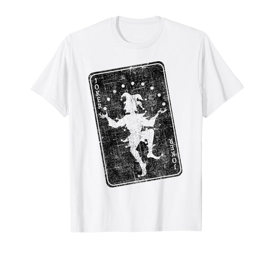 Distressed Joker playing card jester poker player halloween T-Shirt