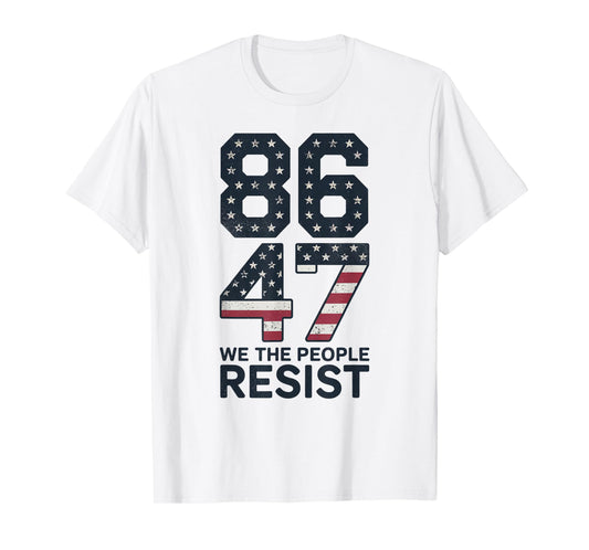 86 47 Resist Anti Trump Vintage 8647 USA Flag Impeach 47 T-Shirt