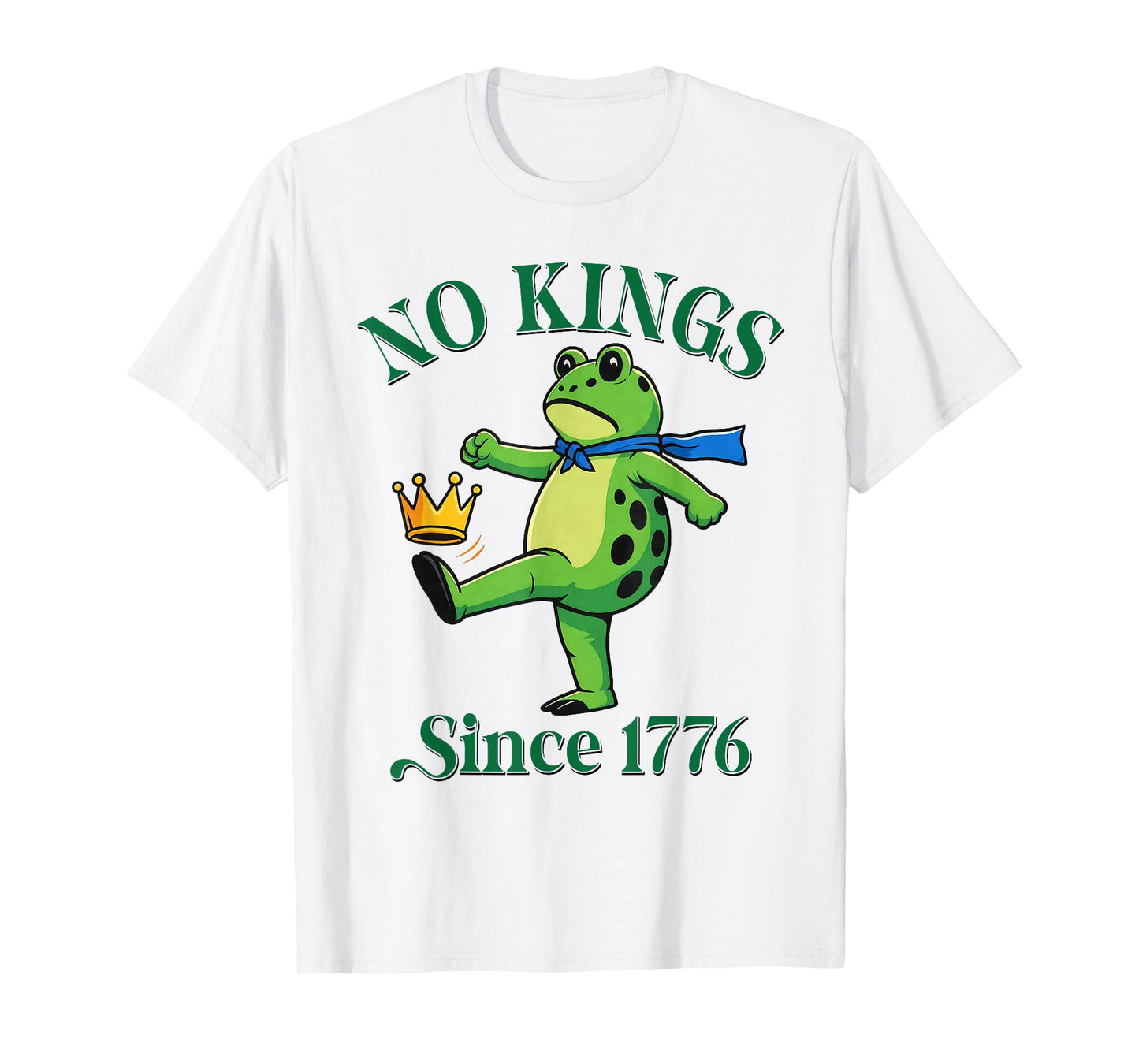 No Kings Since 1776 Portland Frog Kicking Crown Retro T-Shirt