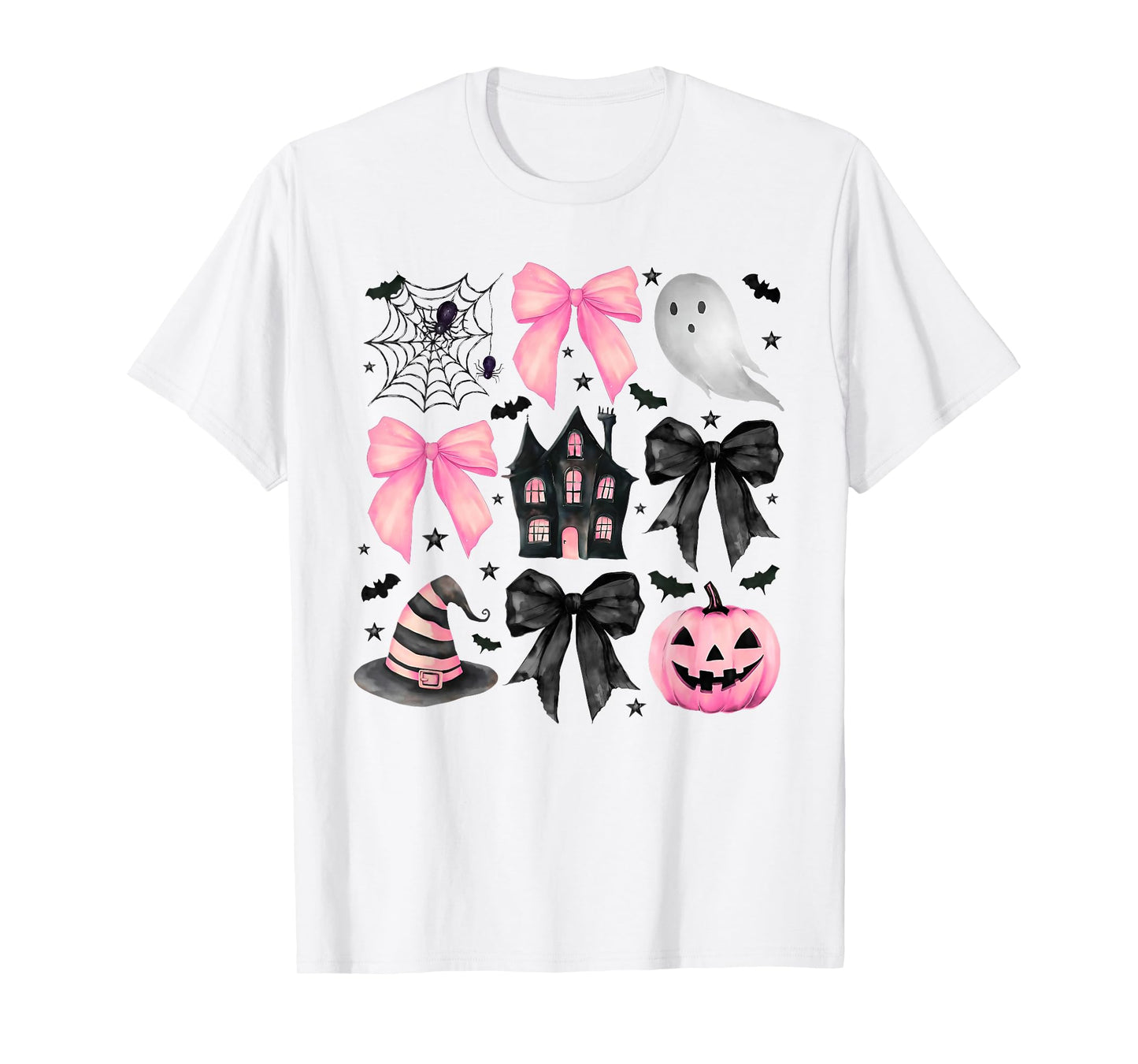 Funny Ghost Happy Halloween Coquette Bow Witch Spooky Season T-Shirt