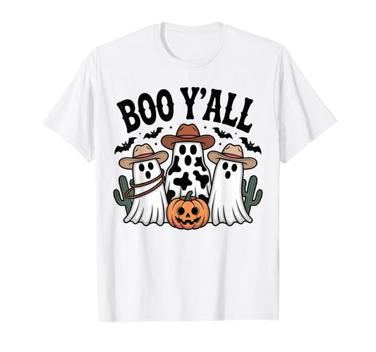 Cute Boo Y'all Cowboy Ghost Western Halloween Cowgirl Women T-Shirt
