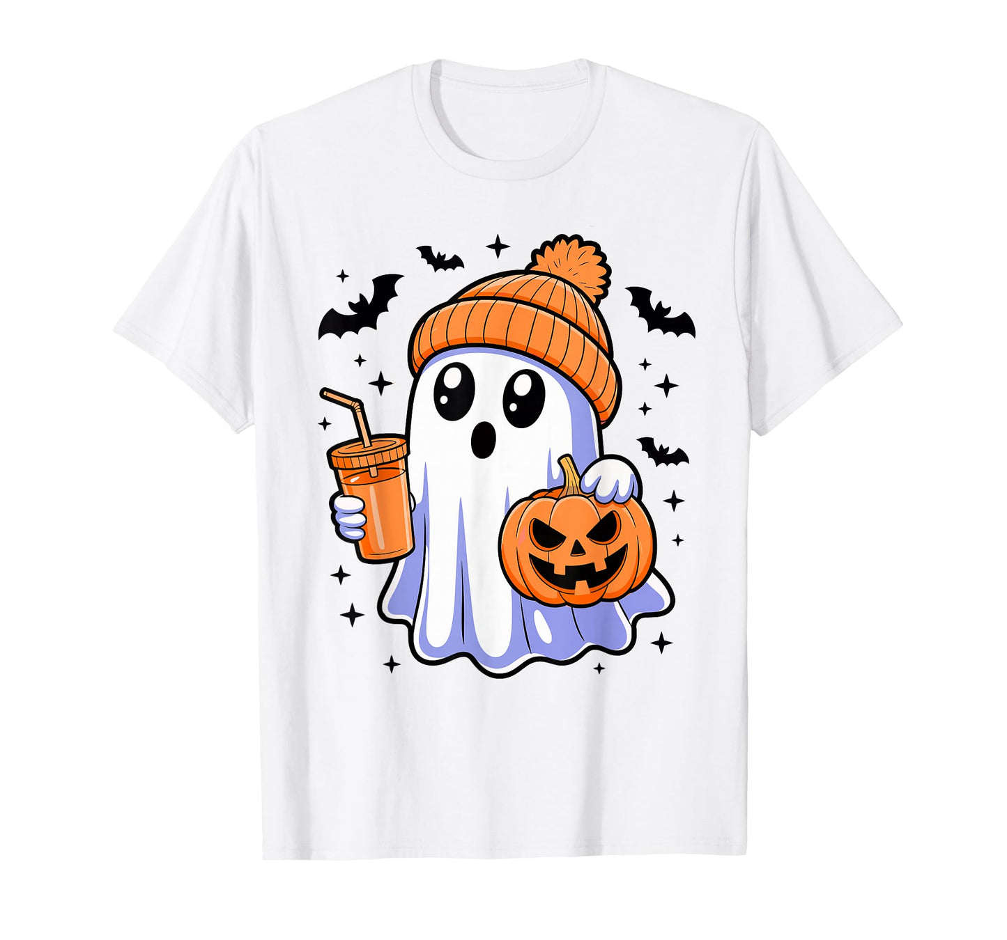Ghost Drinking Coffee Halloween Costume Funny Coffee Lover T-Shirt