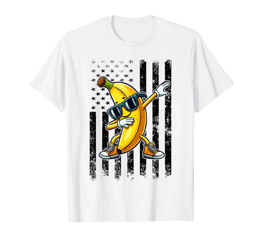 Dabbing Banana Retro American Flag Banana Lover Boys Kids T-Shirt