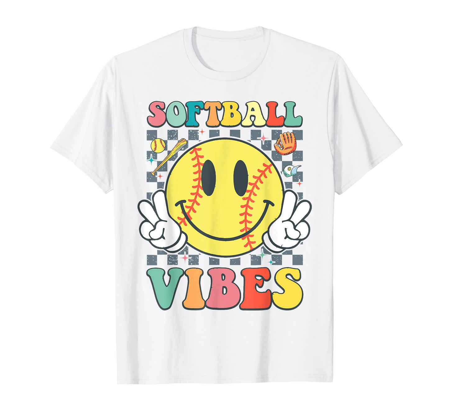 Softball Vibes Softball Game Day Girls Women T-Shirt