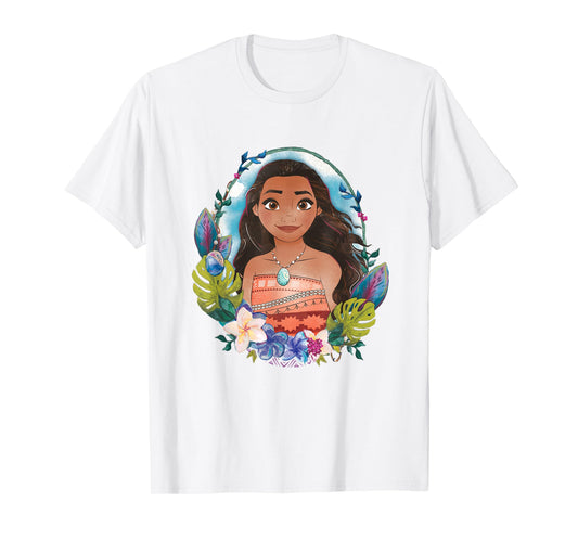 Disney Moana Beautiful Floral Face Portrait Vintage T-Shirt
