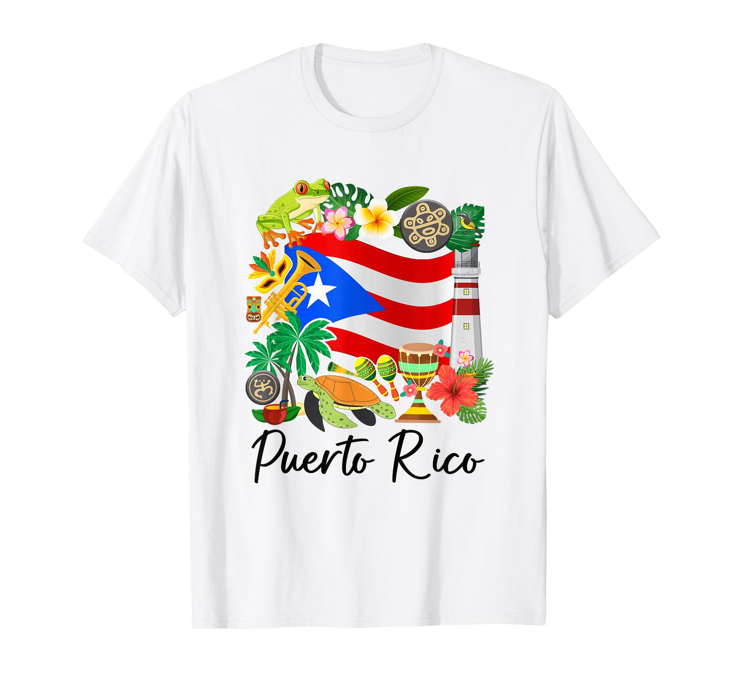 Puerto Rico Flag Floral Frog Boricua Women Hispanic Heritage T-Shirt