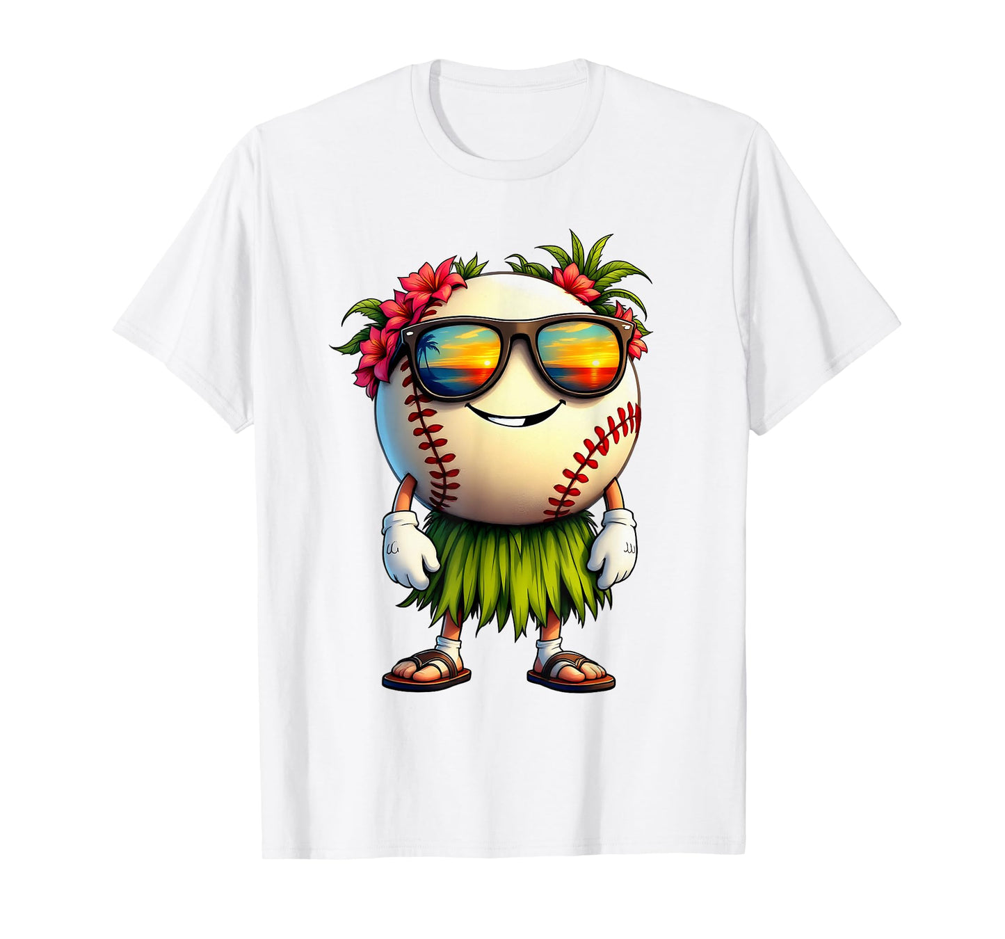 Funny Hawaii Baseball Ball Hawaiian Tropical Summer Vacation T-Shirt