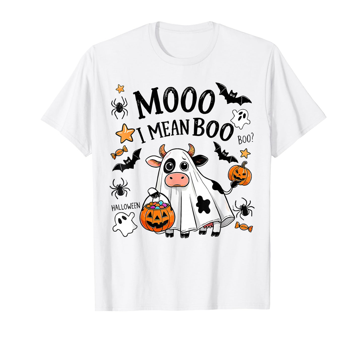 Halloween Moo I Mean Boo Spooky Cute Cows for Men Women Kids T-Shirt