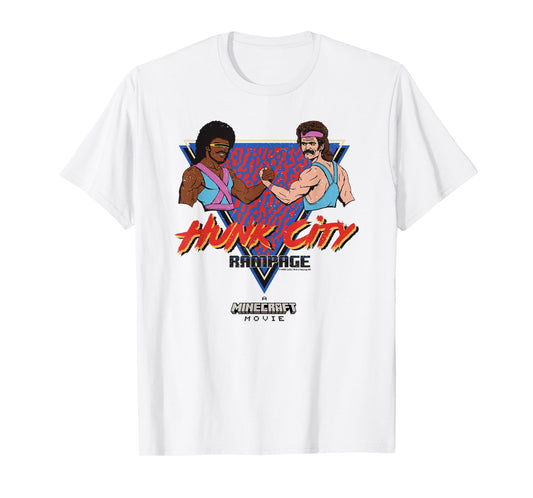 A Minecraft Movie Hunk City Rampage Colorful 90's Logo T-Shirt