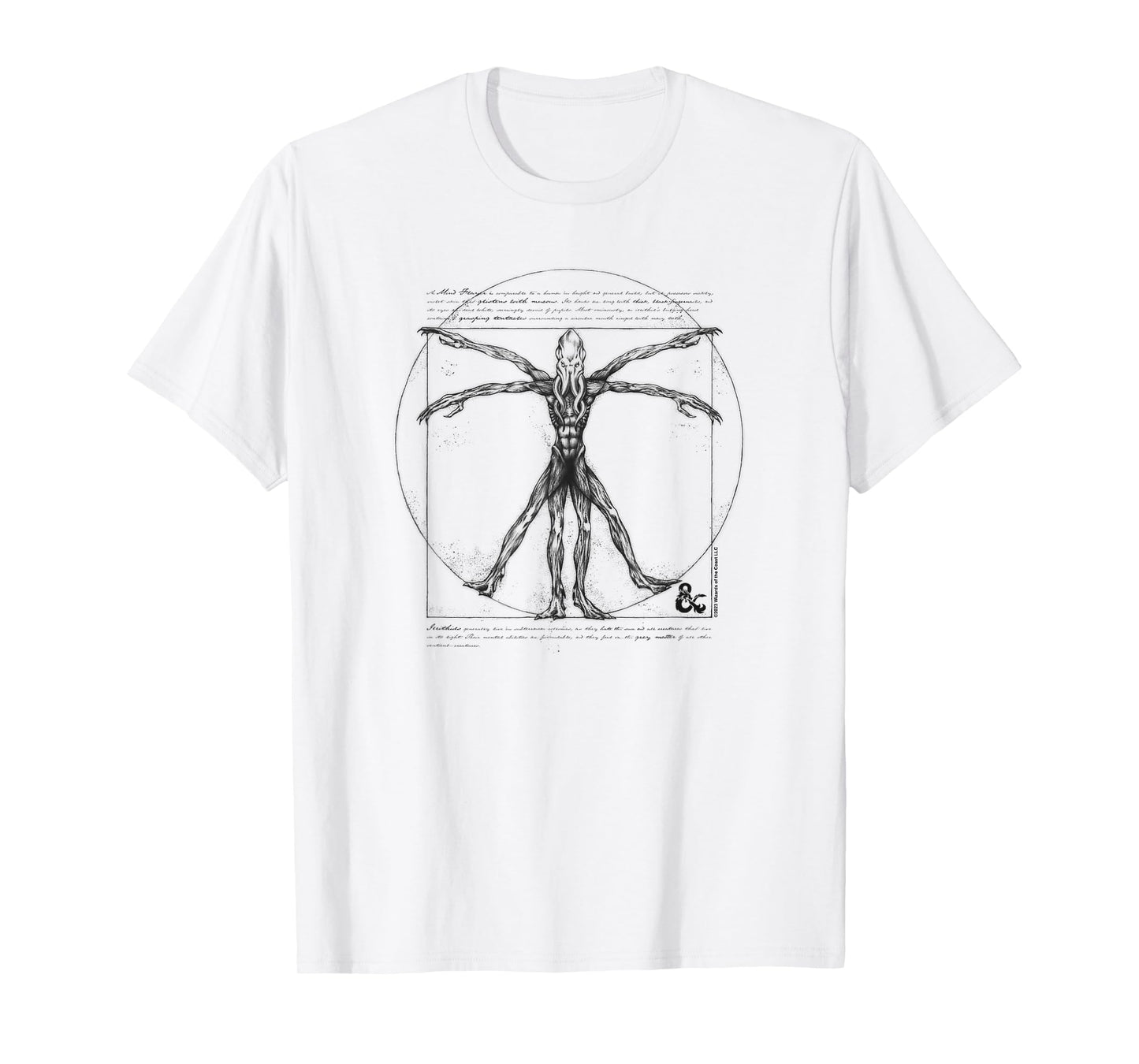 Dungeons & Dragons Mind Flayer Vitruvian Man Vintage Sketch T-Shirt
