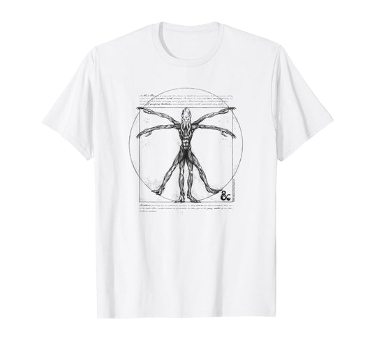 Dungeons & Dragons Mind Flayer Vitruvian Man Vintage Sketch T-Shirt