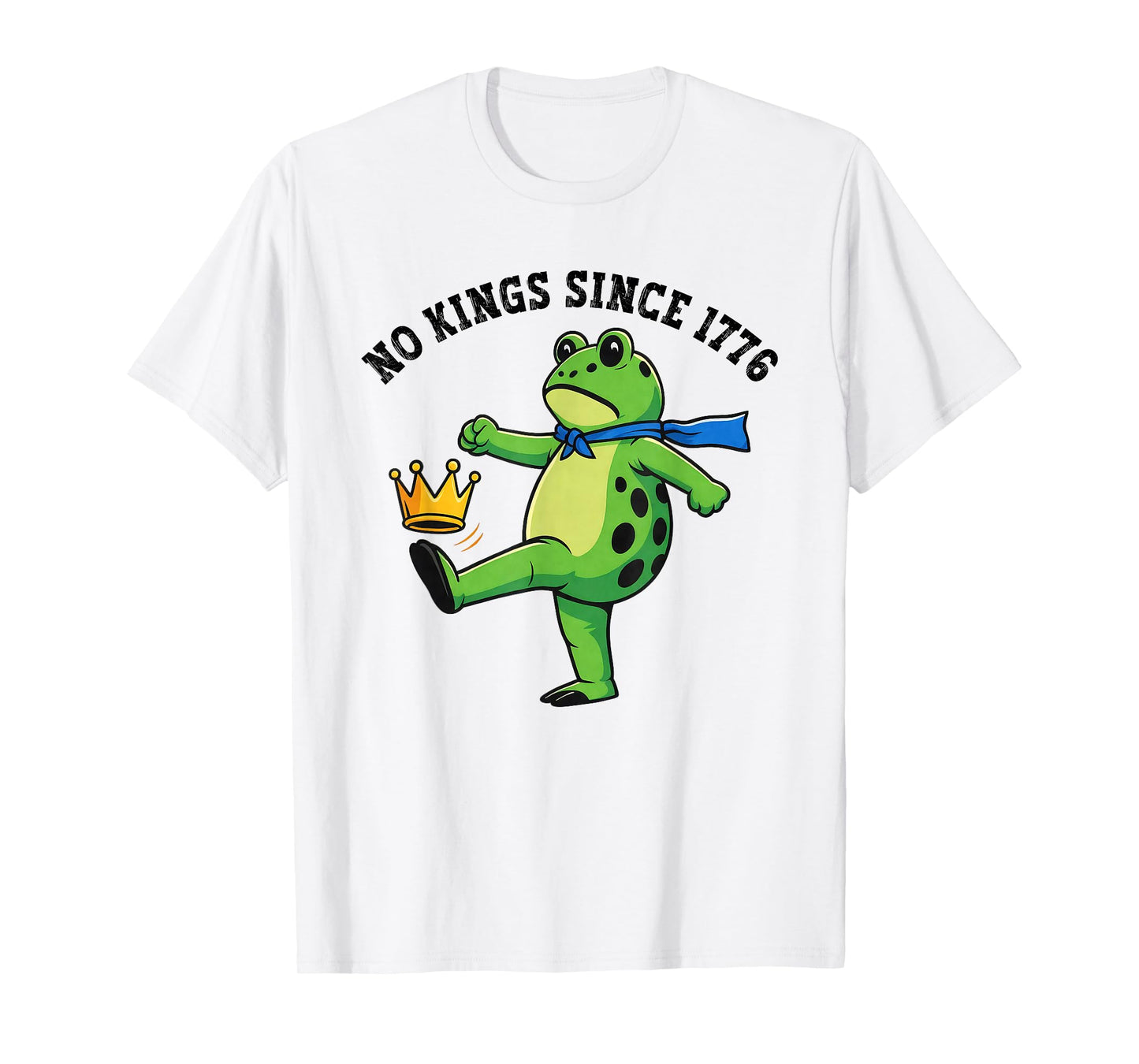 No Kings Since 1776 Portland Frog Kicking Crown Retro T-Shirt