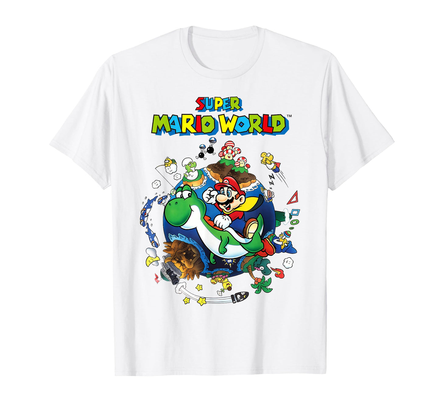 Super Mario World Yoshi & Mario Around The World T-Shirt