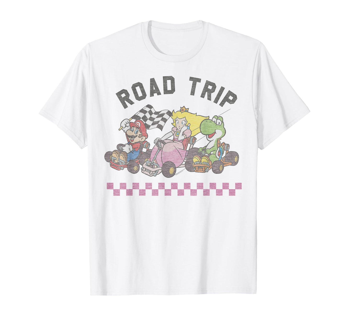 Mario Kart Road Trip Mario Peach Yoshi Trio Vintage T-Shirt