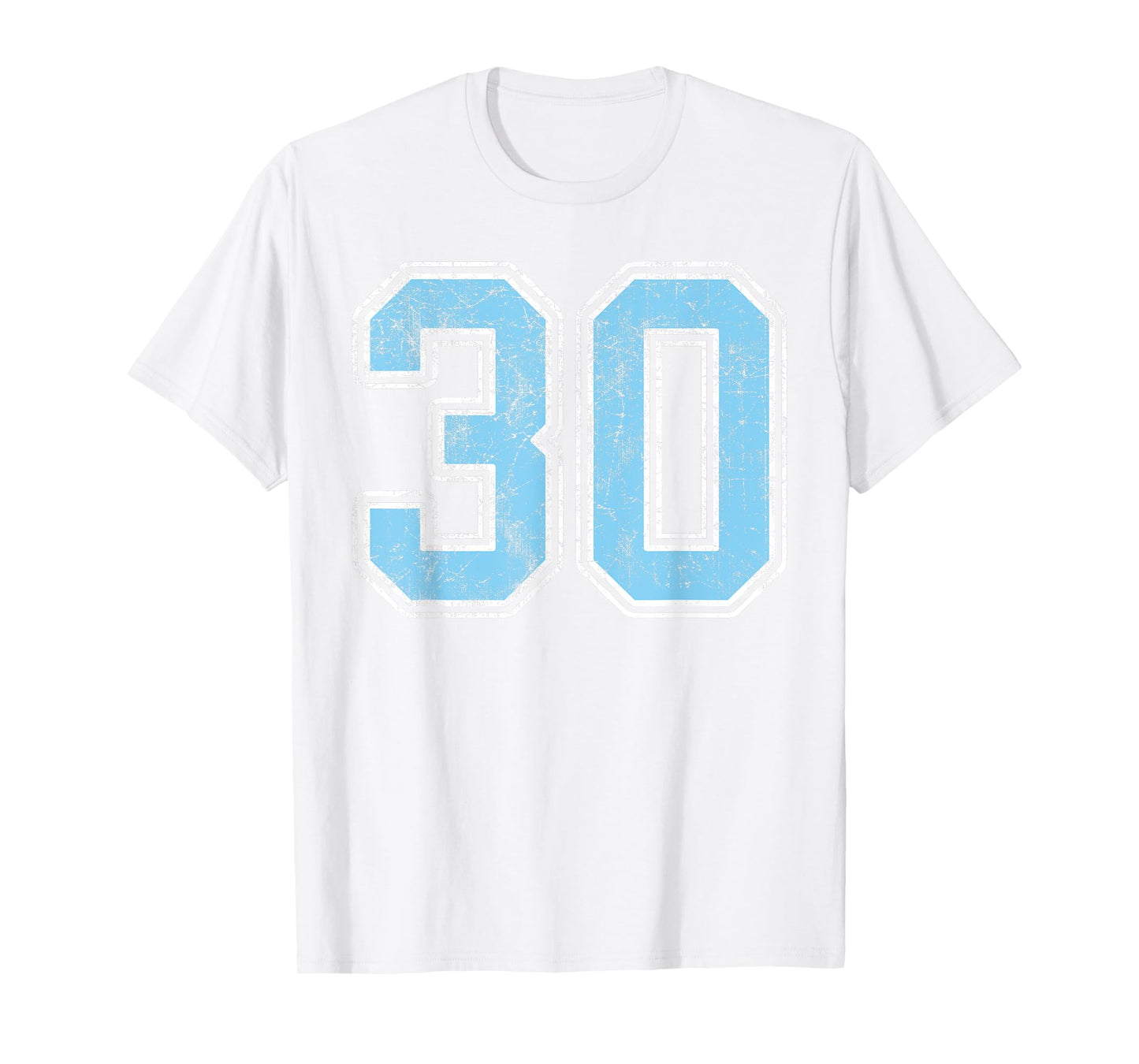 Baby Blue White Number 30 Jersey Player Uniform #30 T-Shirt