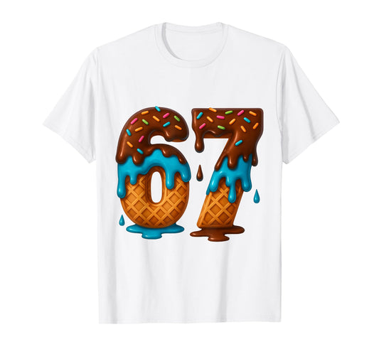 67 Ice Cream Drip Meme Funny Six Seven GenAlpha Slang T-Shirt