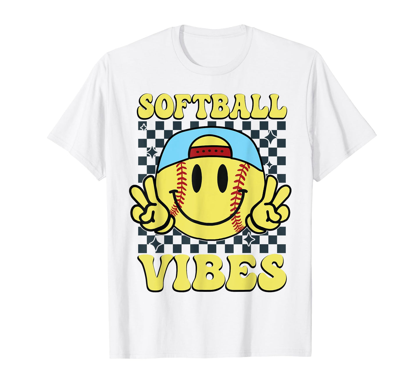 Softball Vibes Softball Retro Groovy Game Day Girls Women T-Shirt