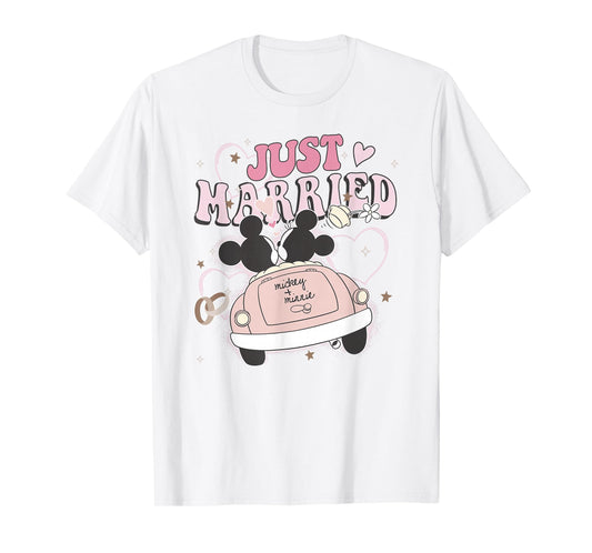 Disney Mickey & Friends Just Married Mickey Minnie Love Logo T-Shirt
