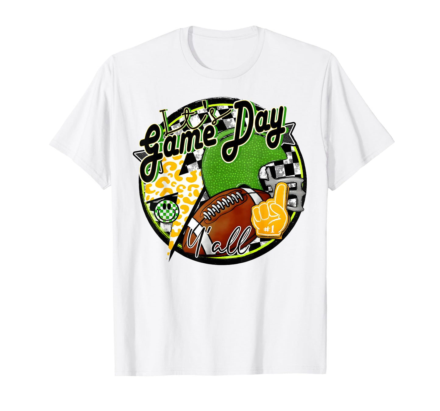 It's Game Day Y'all Retro Football Team Spirit Green & Gold T-Shirt