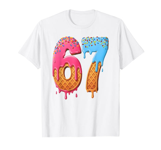 67 Ice Cream Drip Meme Funny Six Seven Gen Alpha Slang T-Shirt
