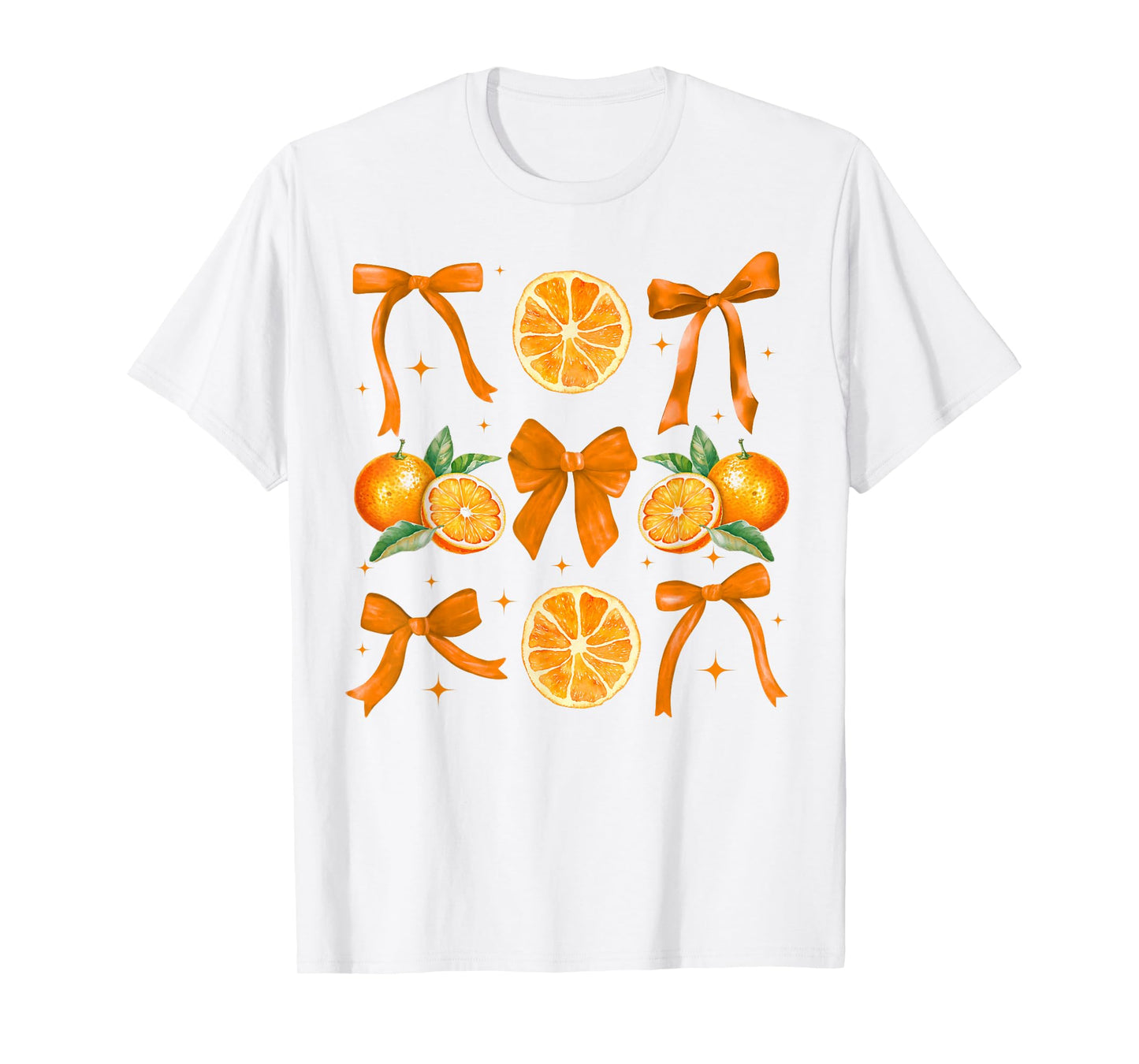 Orange Fruit Lover Coquette Bow Summer For Women Girls T-Shirt