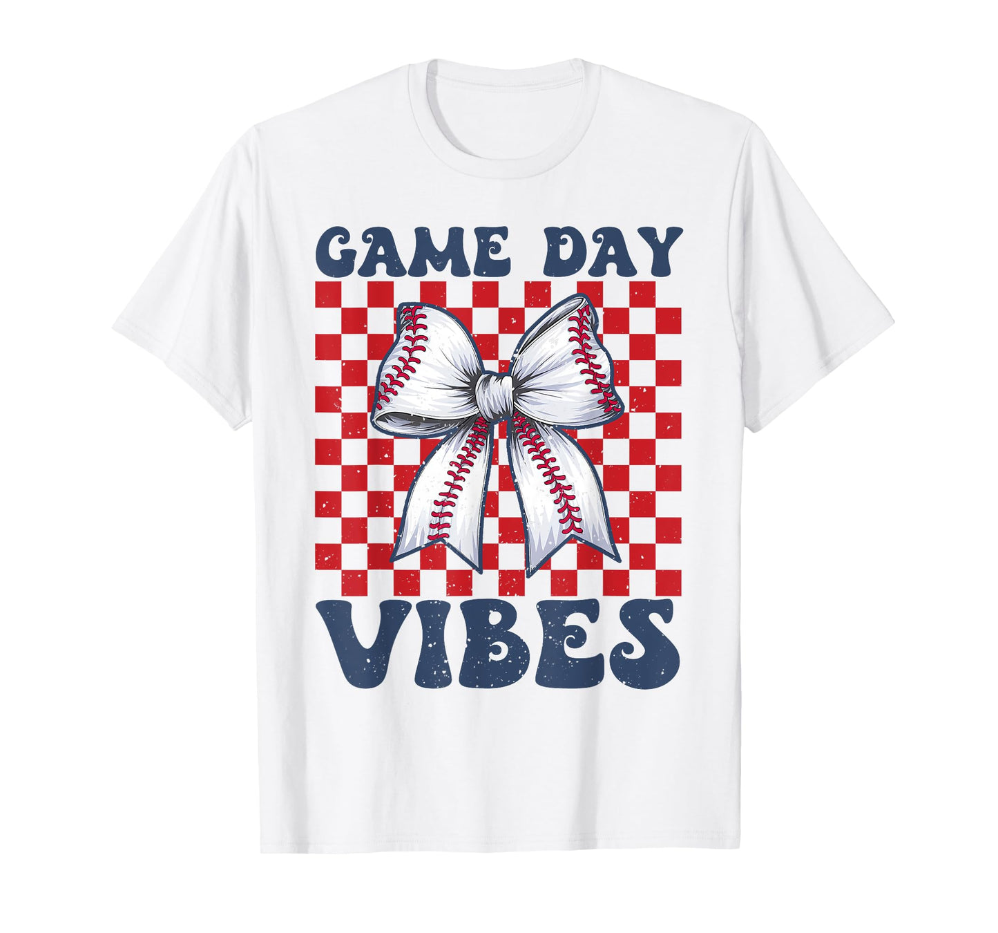 Game Day Vibes Retro Coquette Bow Baseball Girls Women T-Shirt