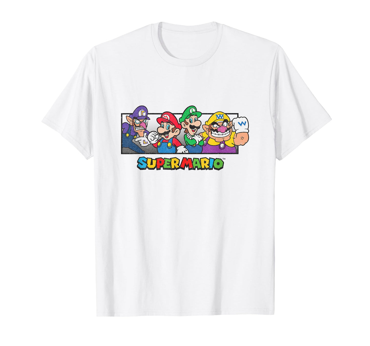 Super Mario Group Shot Mario Luigi Wario Waluigi Retro T-Shirt