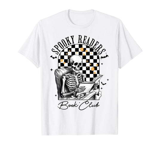 Groovy Spooky Readers Book Club Skeleton Book Lovers Bookish T-Shirt