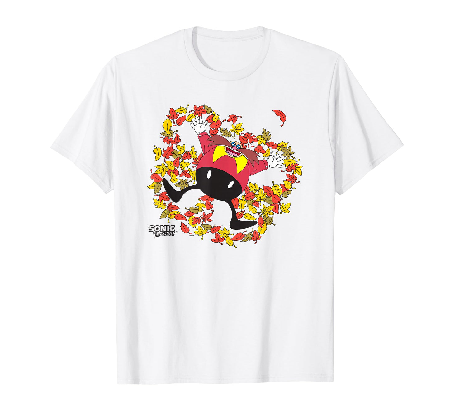 Sonic The Hedgehog Happy Dr Eggman Leaves Angel Chest Logo T-Shirt