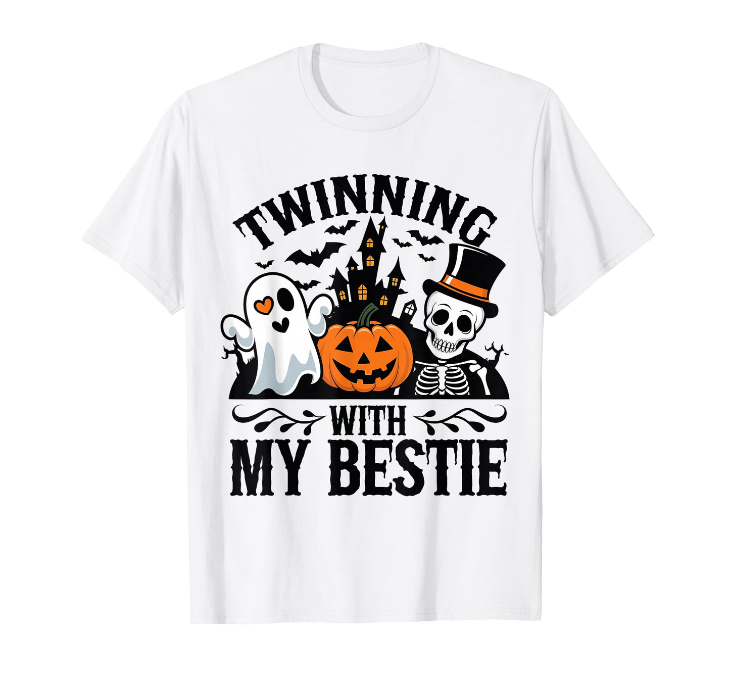 Twinning with My Bestie Skeleton Halloween Matching T-Shirt