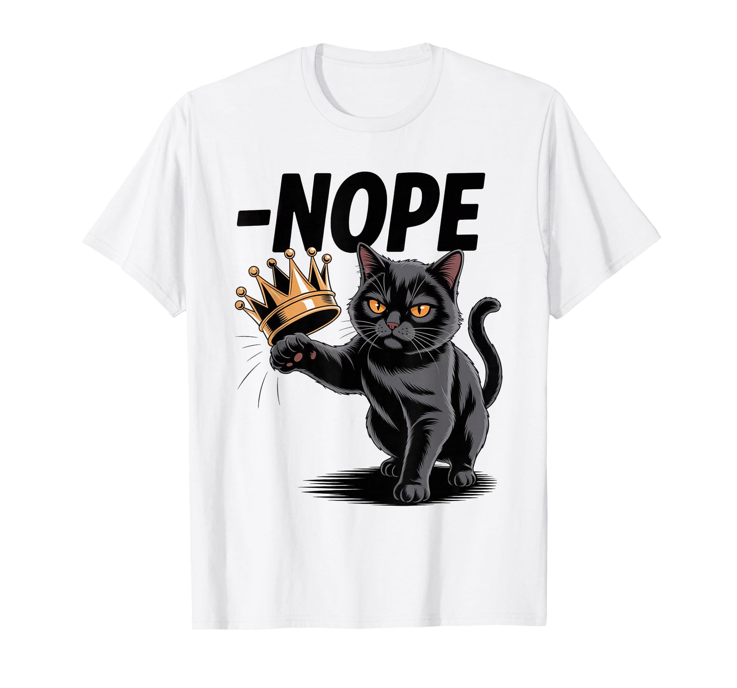 No Kings In America Funny Black Cat Kicking Crown T-Shirt