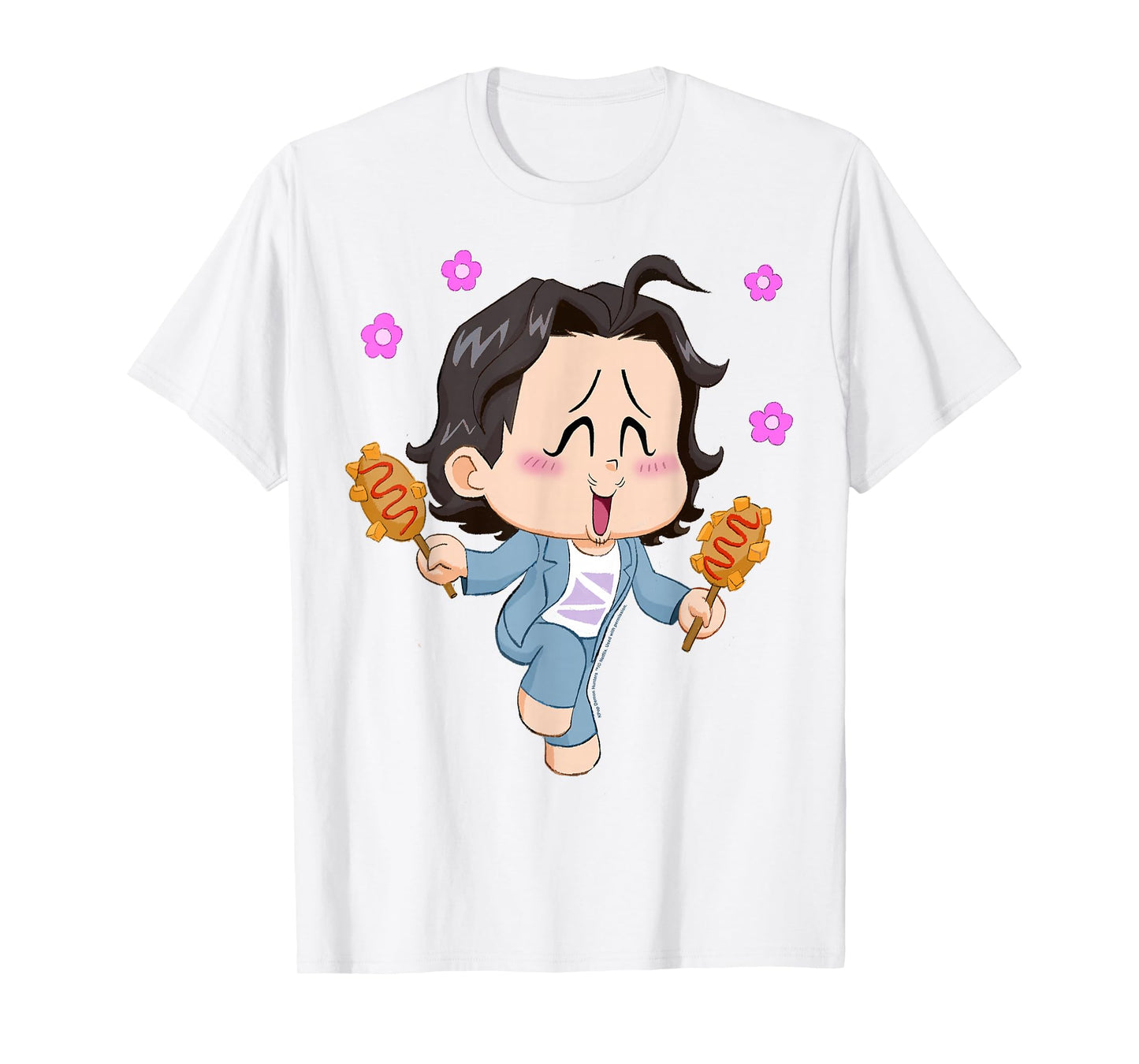 Kpop Demon Hunters Halloween Chibi Bobby Enjoying Corn Dogs T-Shirt