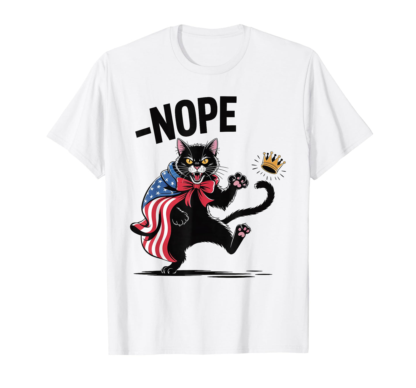 Funny Black Cat No Kings October 18 No Kings Day Men Women T-Shirt