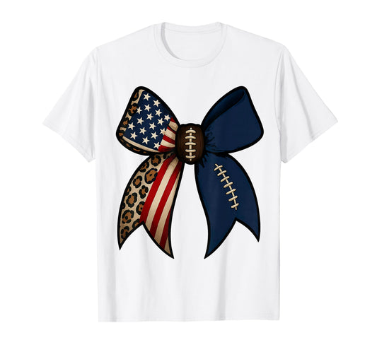 American Football US Flag Leopard Women Girls Football Lover T-Shirt