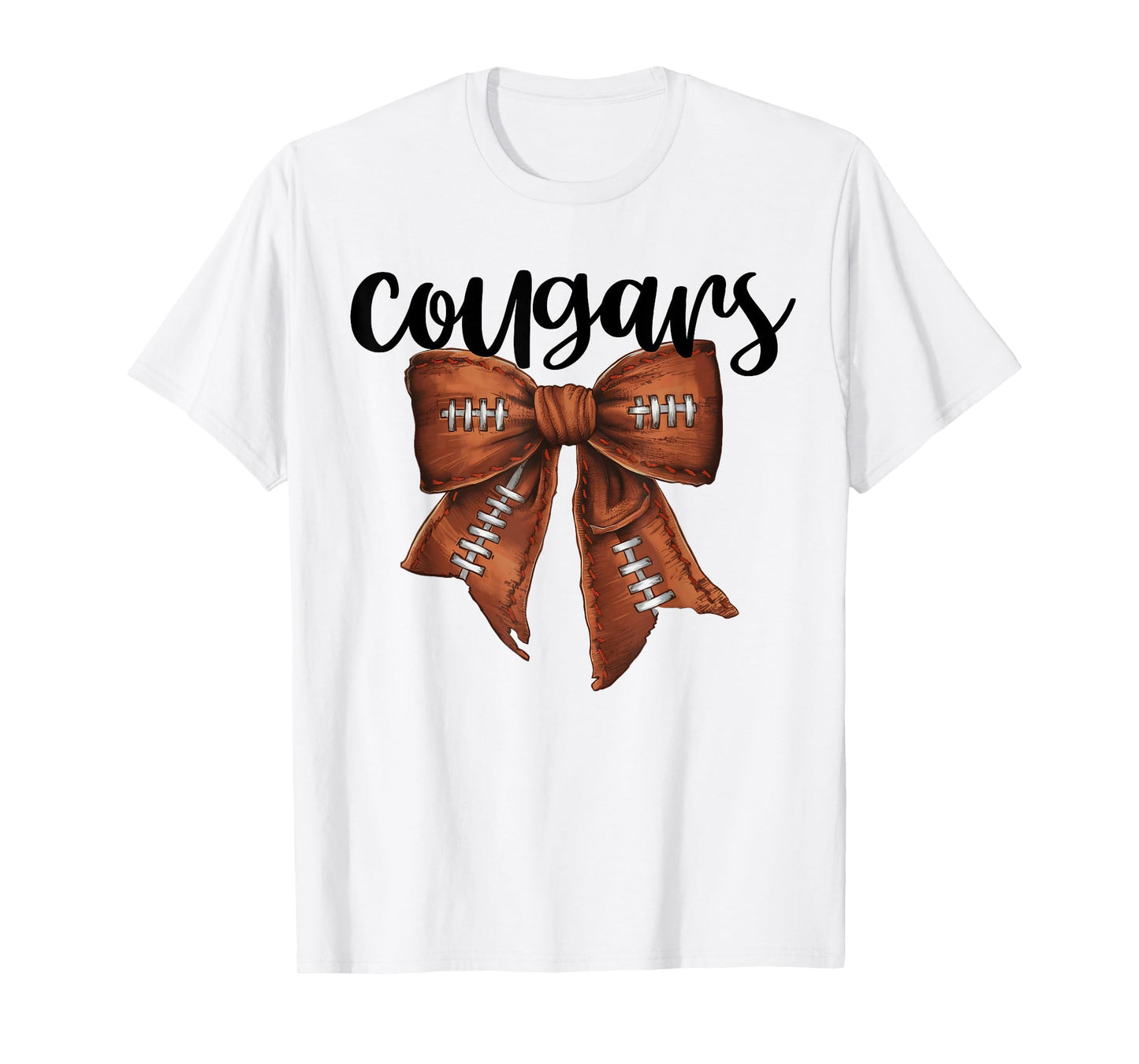 Cougars Football Bow School Spirit Team Mascot Game Night T-Shirt