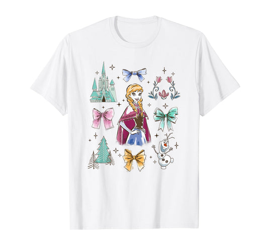 Disney Frozen Anna Bow Watercolor Collage T-Shirt