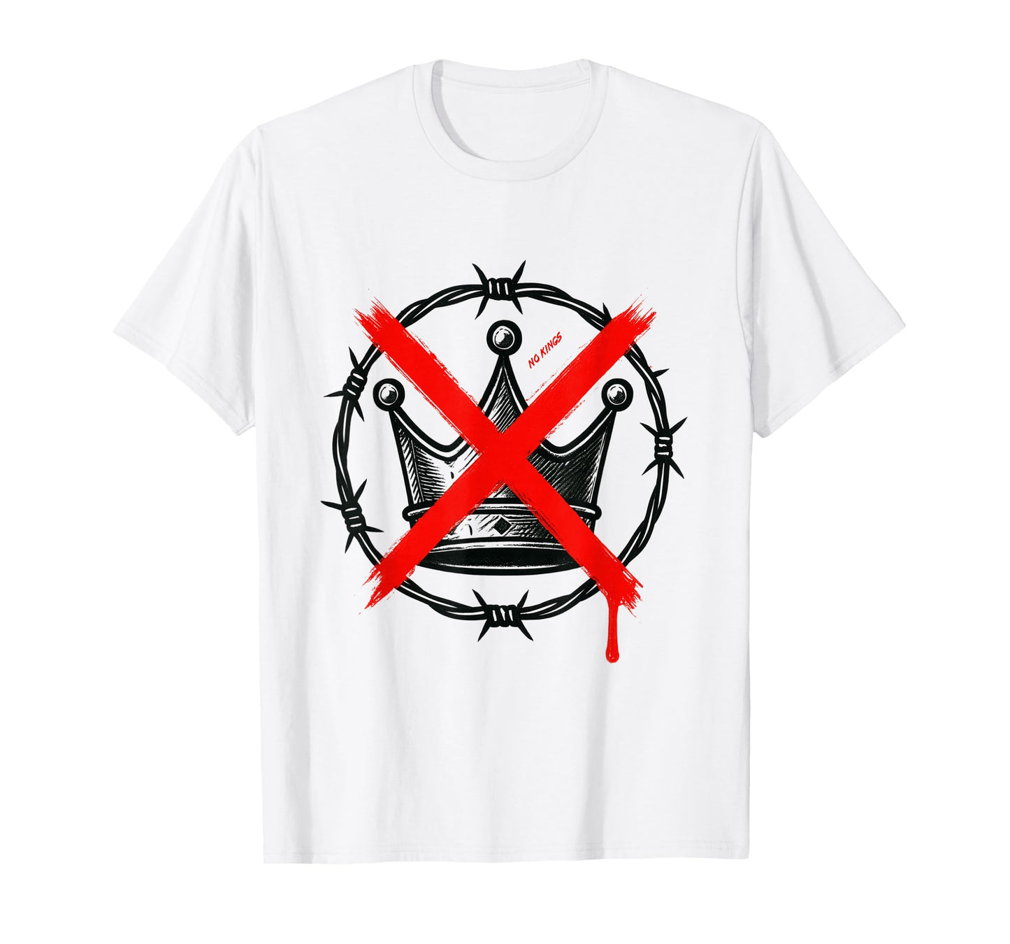 No Kings Barbed Crown Minimal Art with Red X T-Shirt