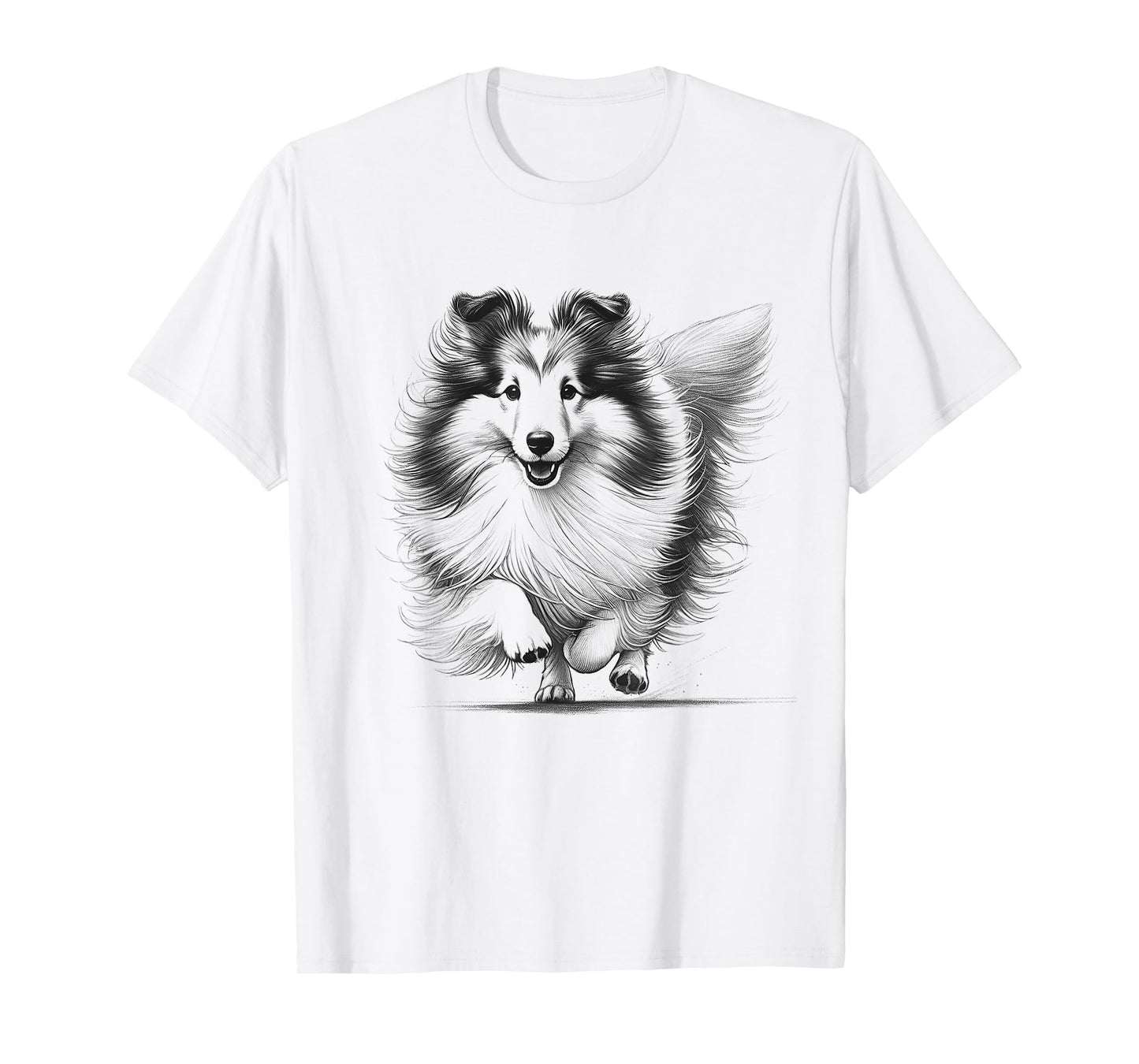 Shetland Sheepdog Dog Sheltie Running Design T-Shirt for Men Women