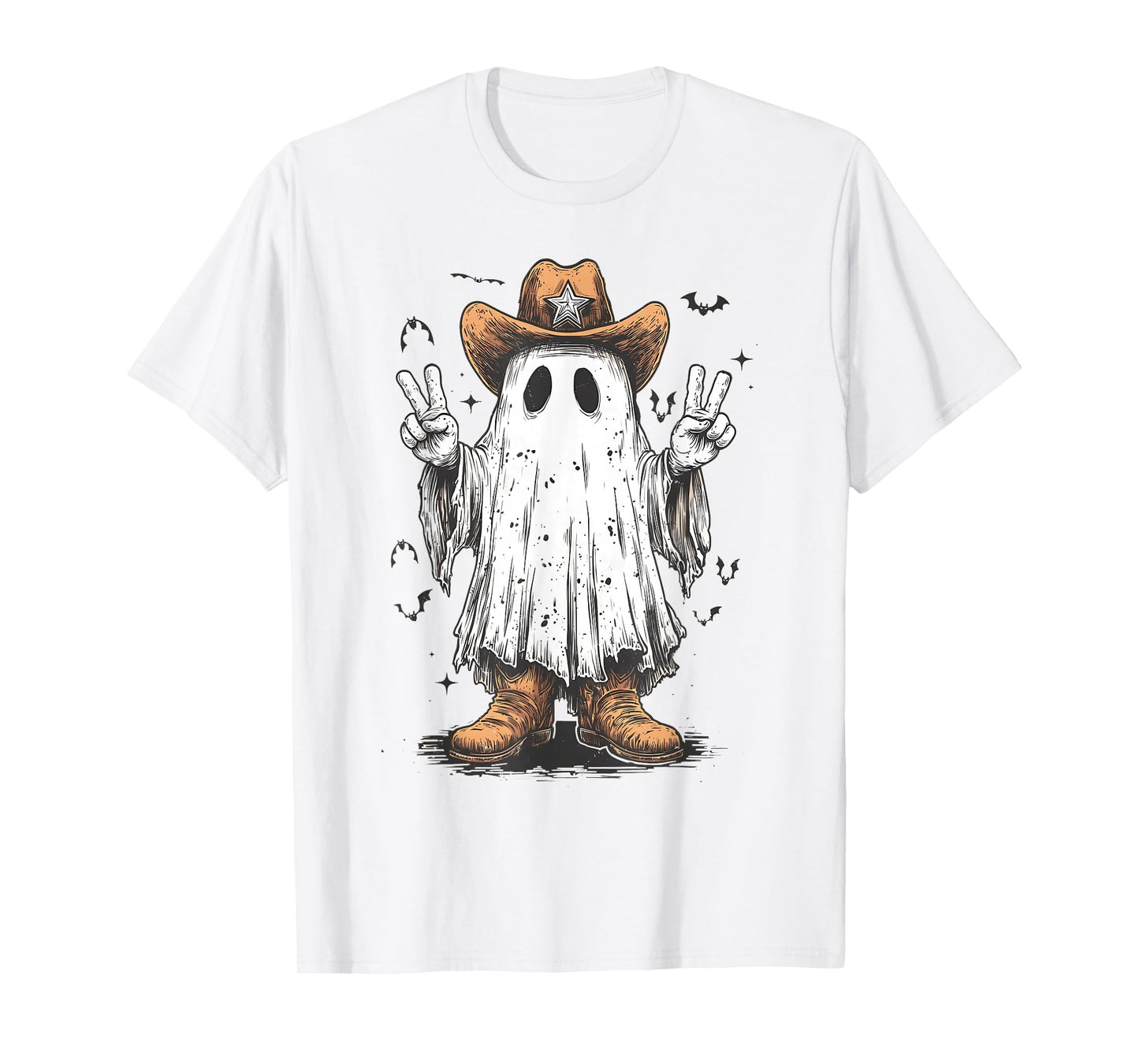 Boo Haw Cute Ghost Funny Cowboy Cowgirl Western Halloween T-Shirt
