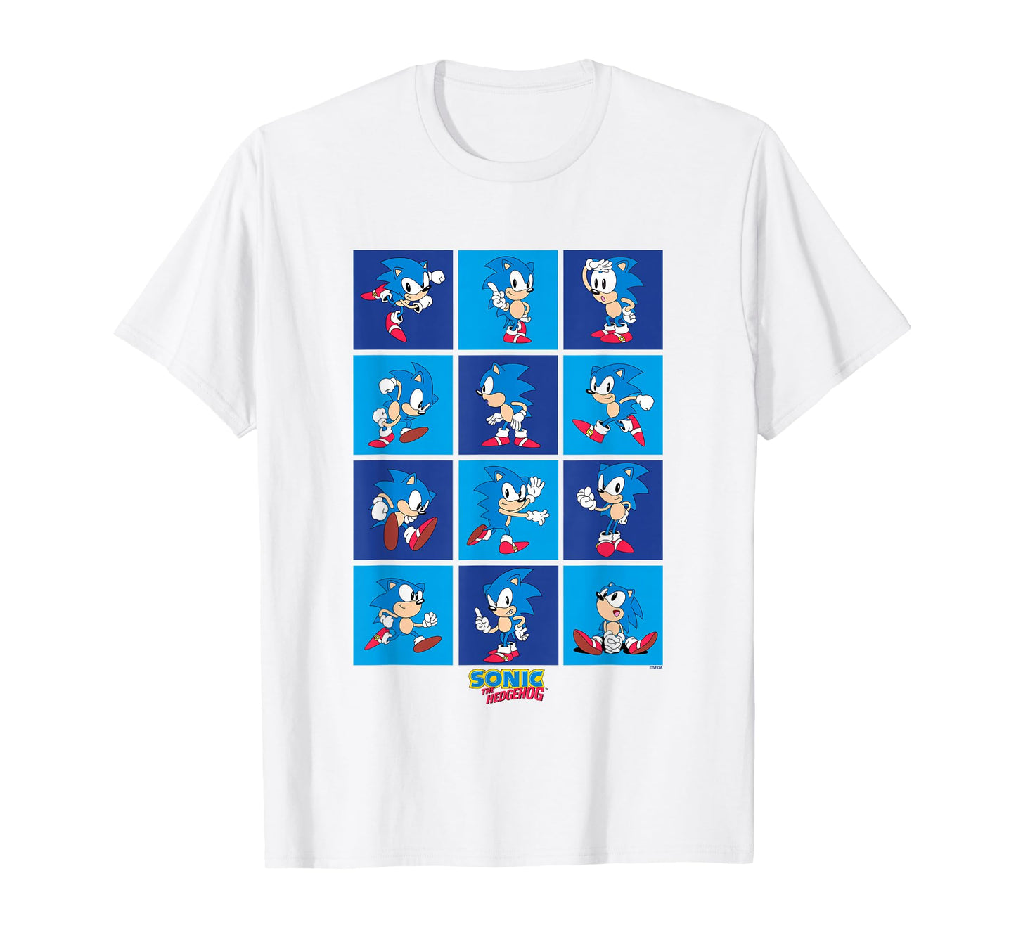 Sonic The Hedgehog Many Poses Of Sonic Retro Panels T-Shirt