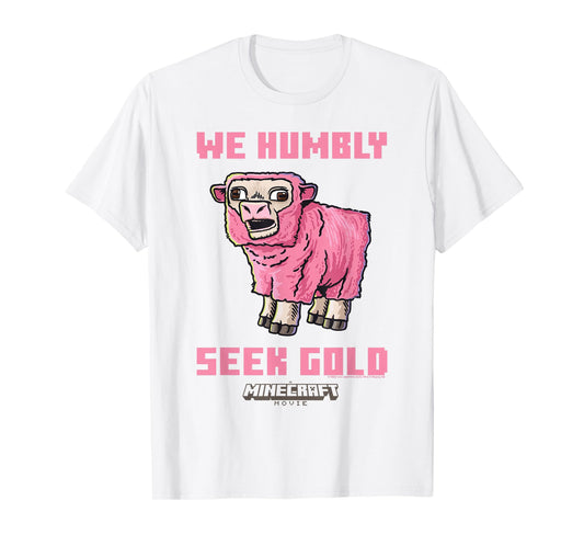 A Minecraft Movie We Humbly Seek Gold Pink Sheep T-Shirt