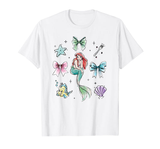Disney The Little Mermaid Essentials Watercolor Chest Logo T-Shirt