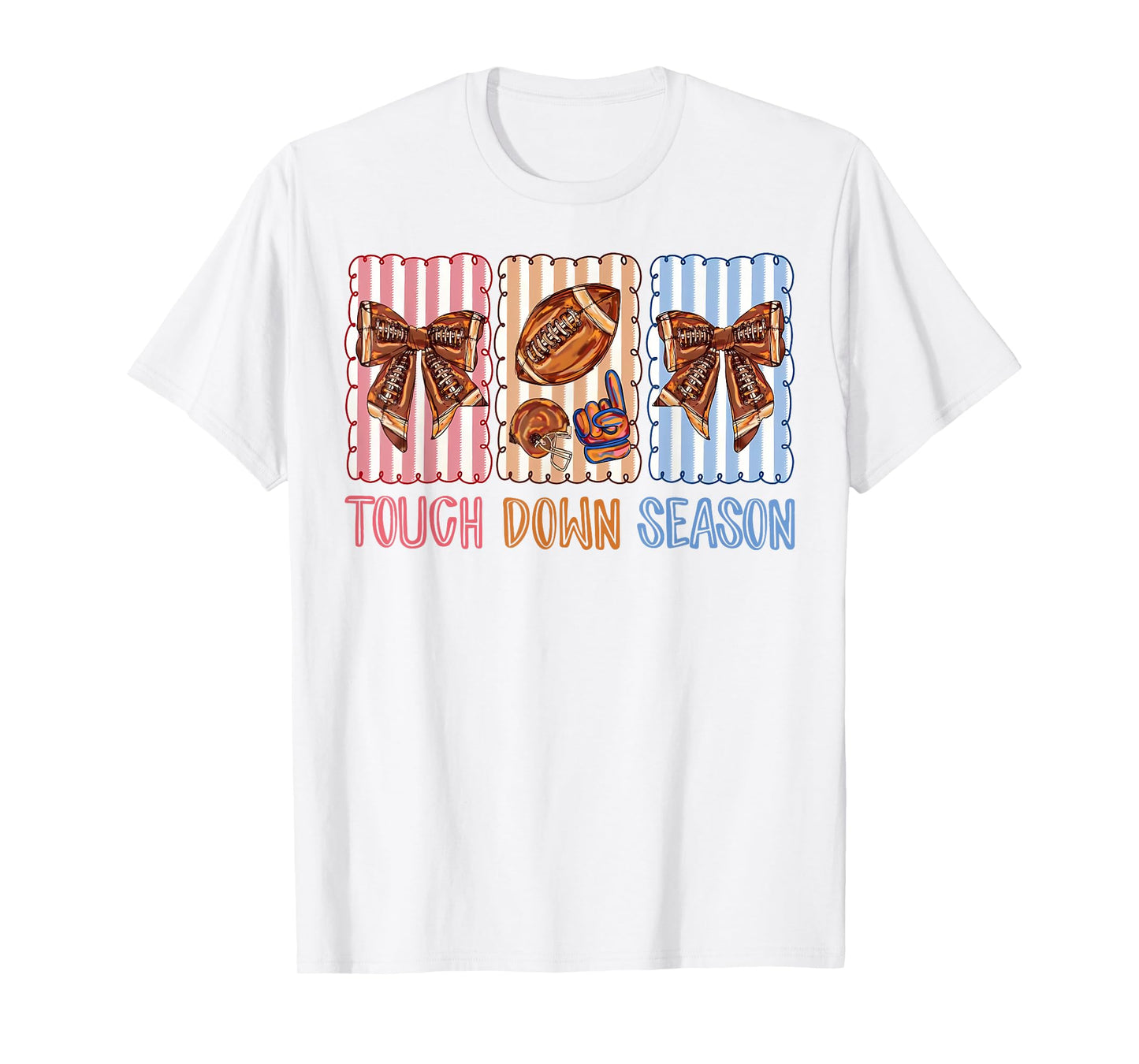 Preppy Football Game Day Touchdown Season Coquette Bow T-Shirt