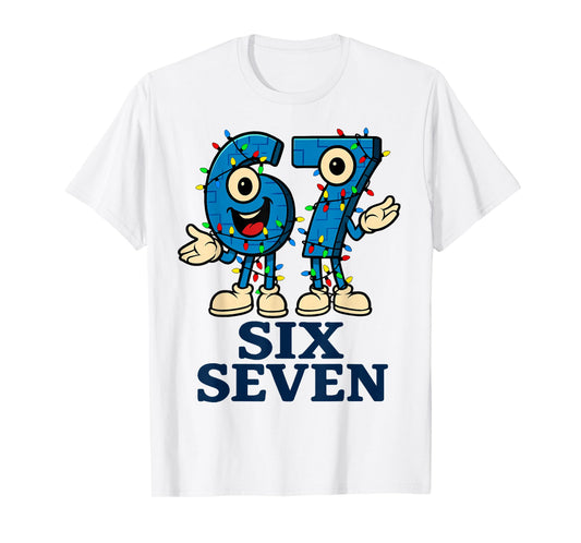 67 Six Seven 6-7 Christmas Lights - Funny Brainrot Kids Meme T-Shirt