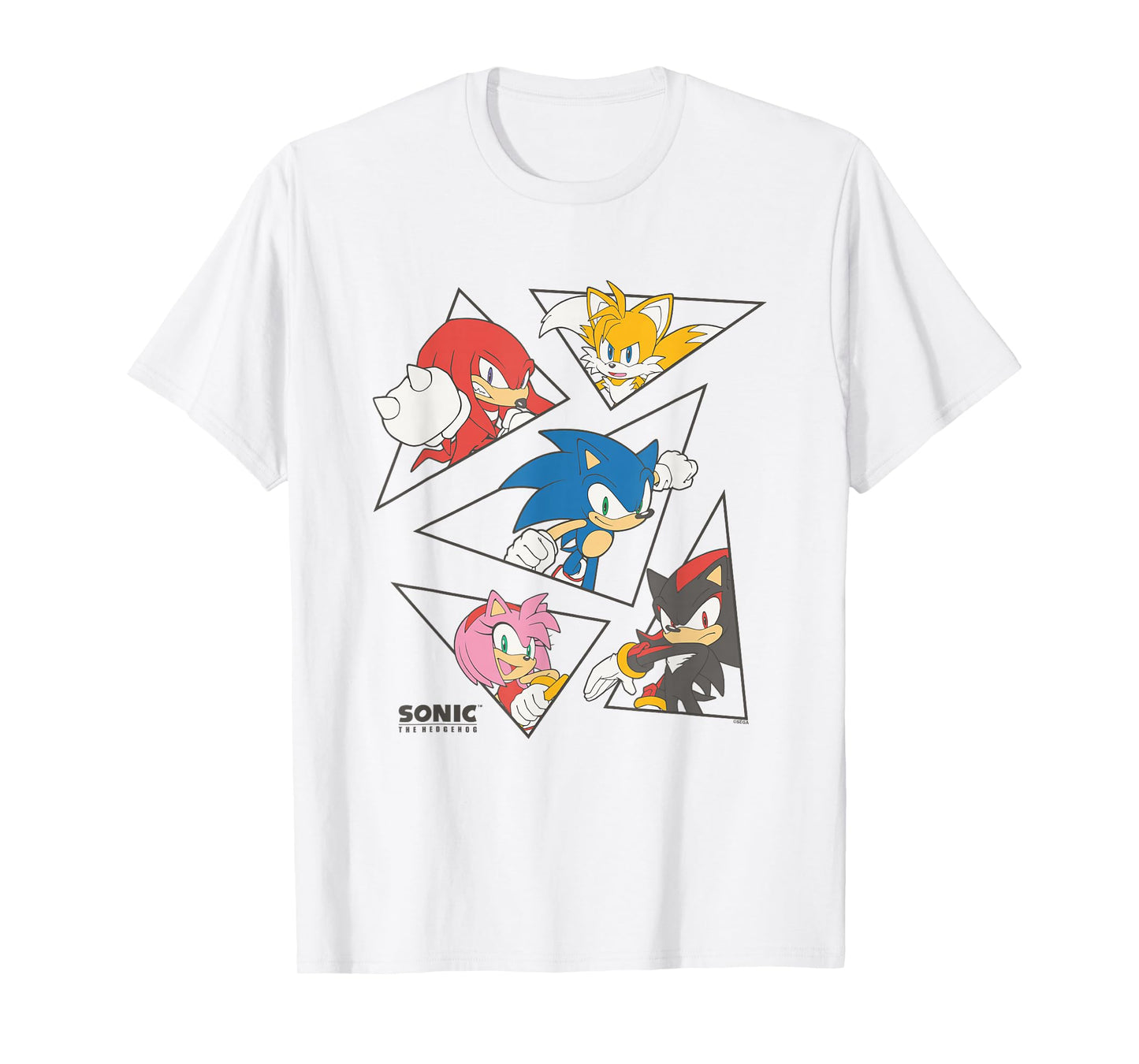 Sonic The Hedgehog Main Characters Triangle Portraits Retro T-Shirt