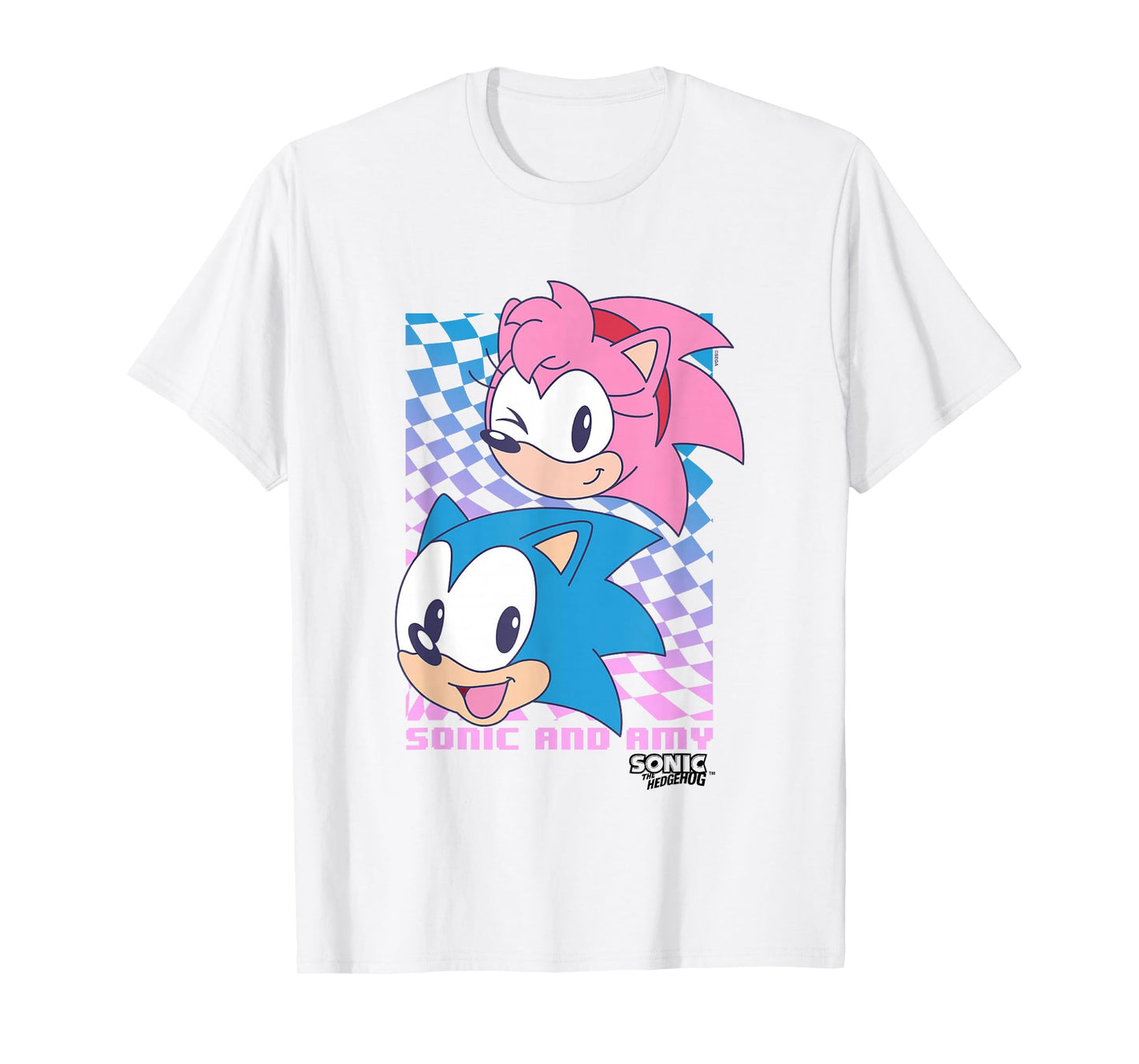 Sonic The Hedgehog Sonic & Amy Big Faces Cute Retro Poster T-Shirt