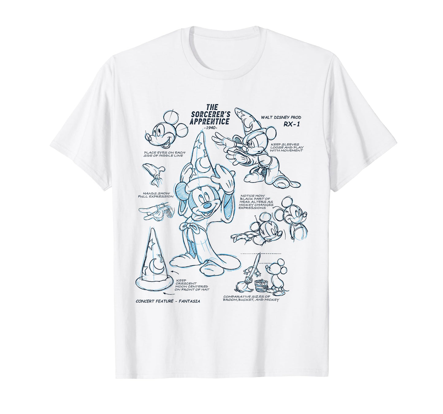 Disney Ink and Paint Sorcerer Mickey Mouse Model Sheet 1940 T-Shirt