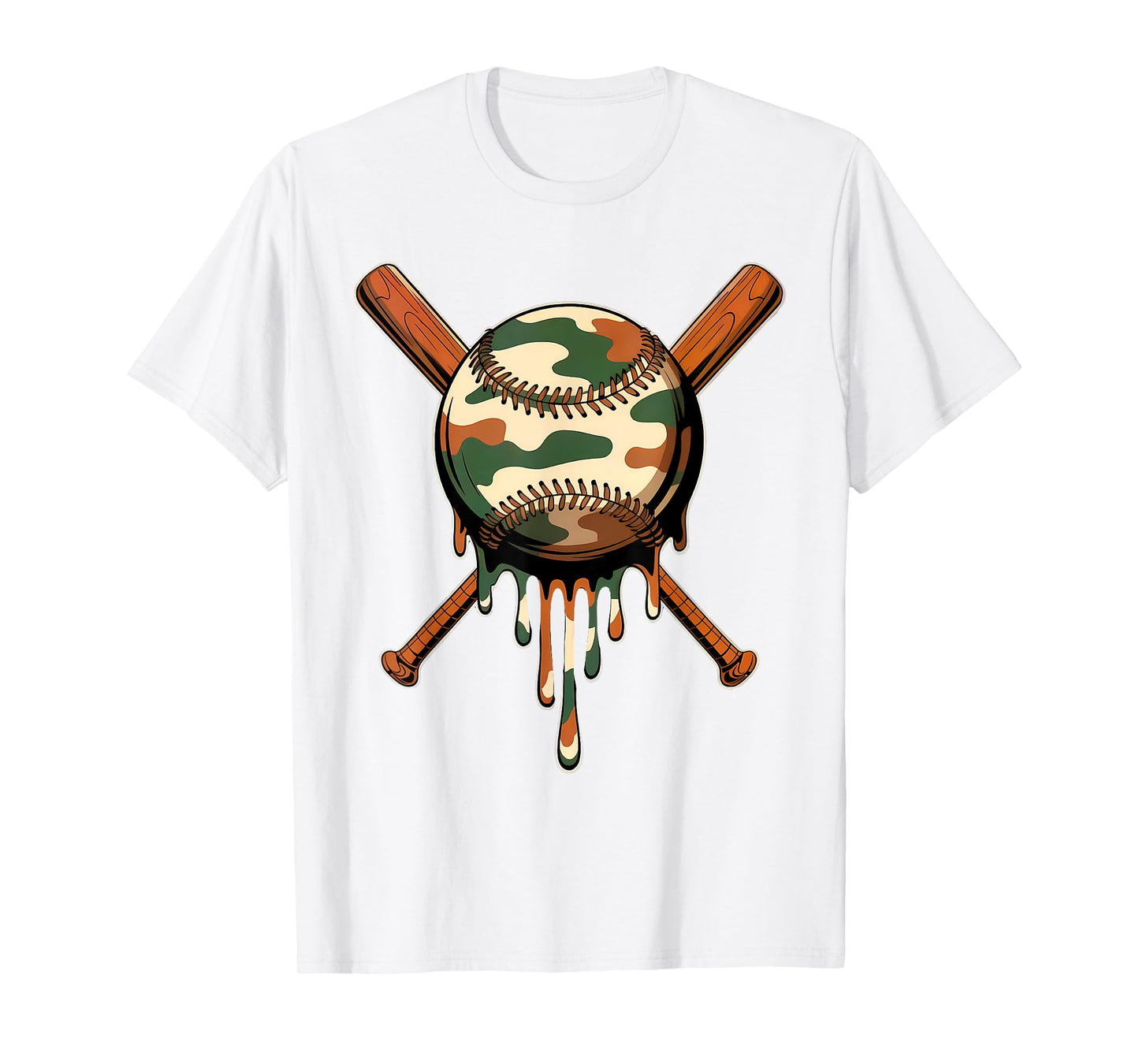 Baseball Drip Camo Baseball Bats Boys Sports Cool Game Day T-Shirt