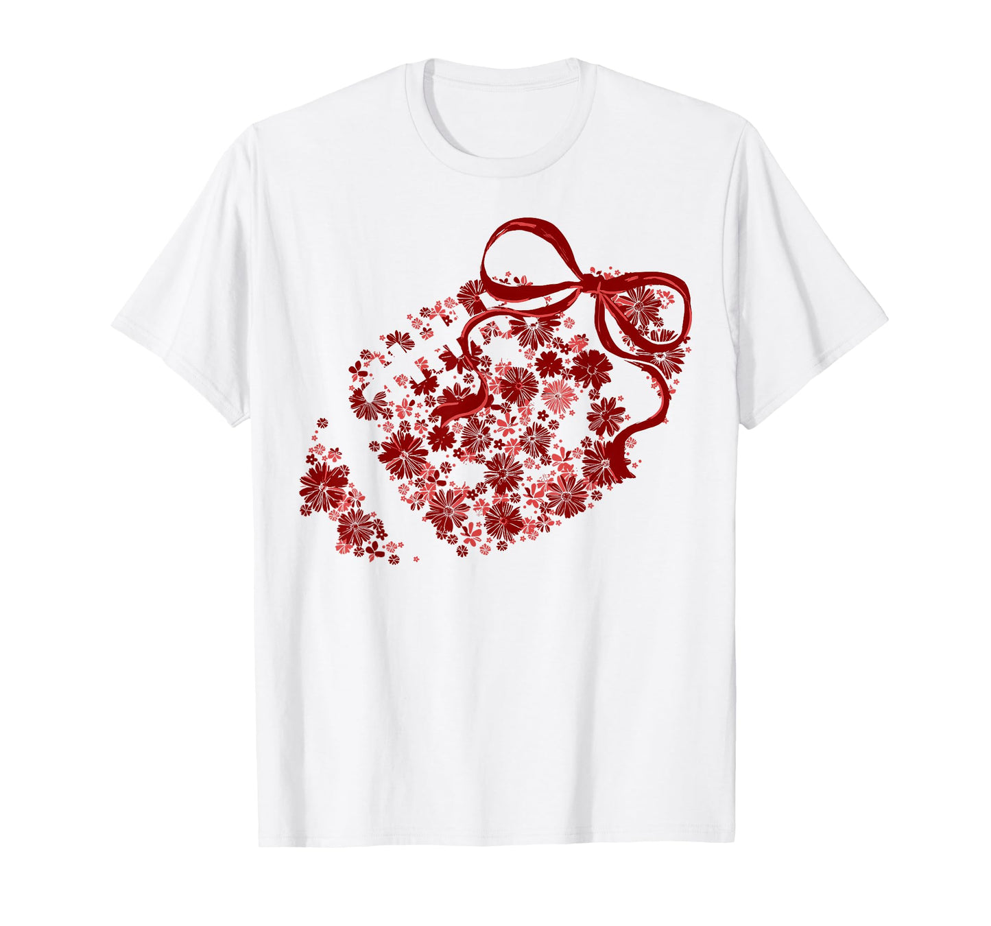 Floral Football Game Day Girly Coquette Team Spirit Maroon T-Shirt