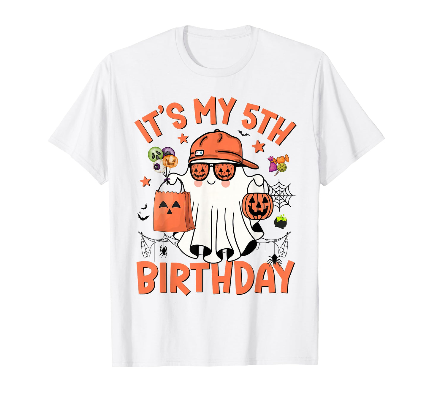 It's My 5th Birthday Funny Halloween Boo Ghost 5th Bday Boys T-Shirt